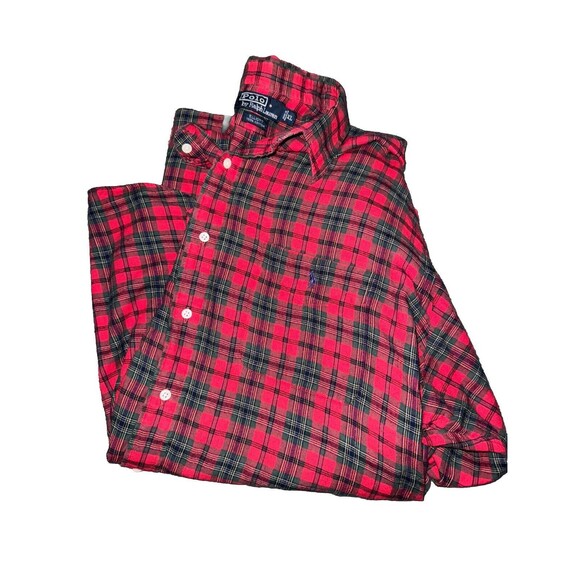 Polo Ralph Lauren Elliott 100% Cotton Designer Logo Button Down Plaid - Picture 1 of 6